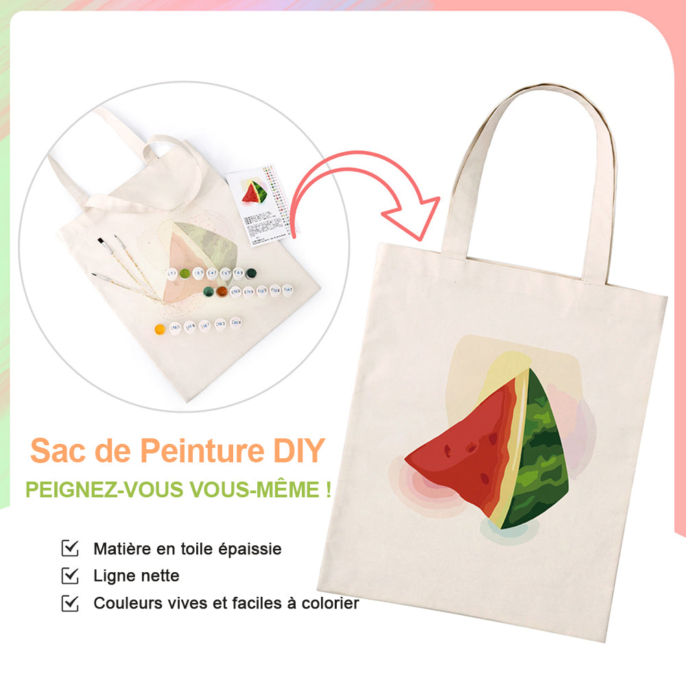 Sac Toile Pastèque Délicieuse Peinture par Numéros
