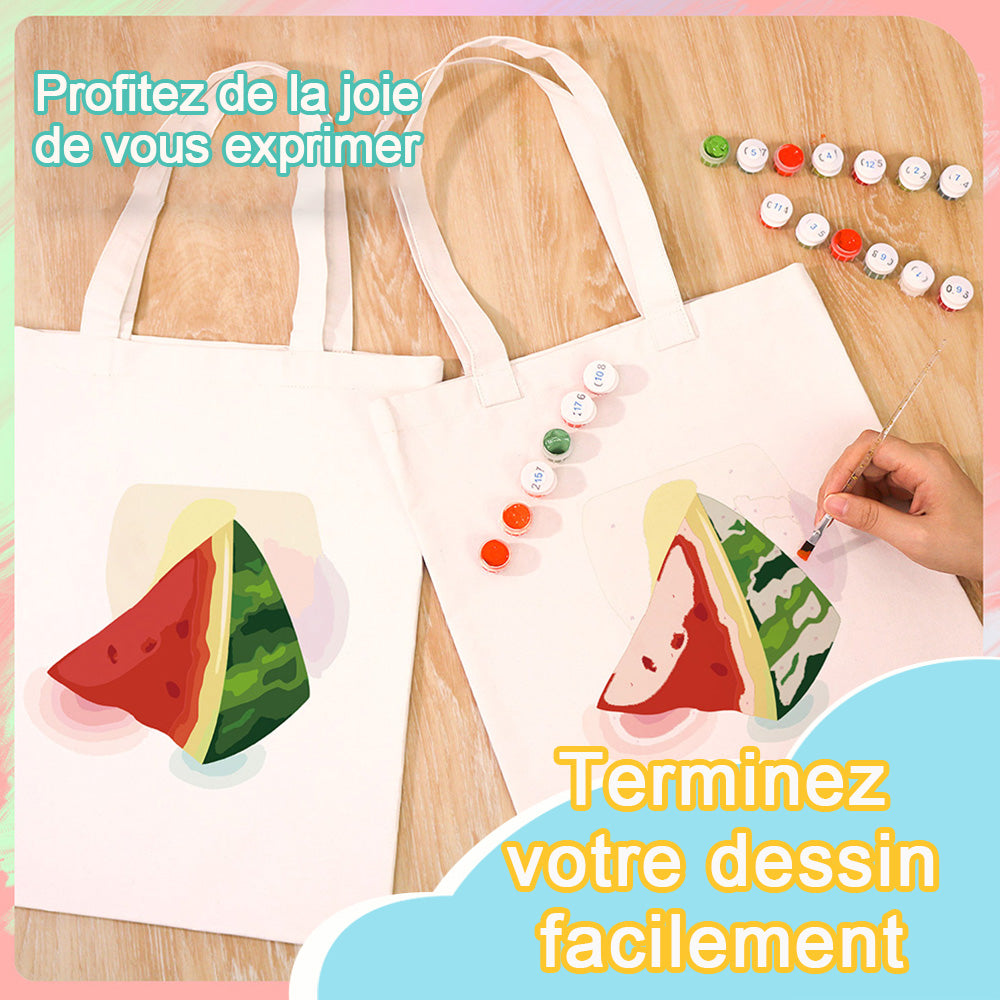 Sac Toile Pastèque Délicieuse Peinture par Numéros