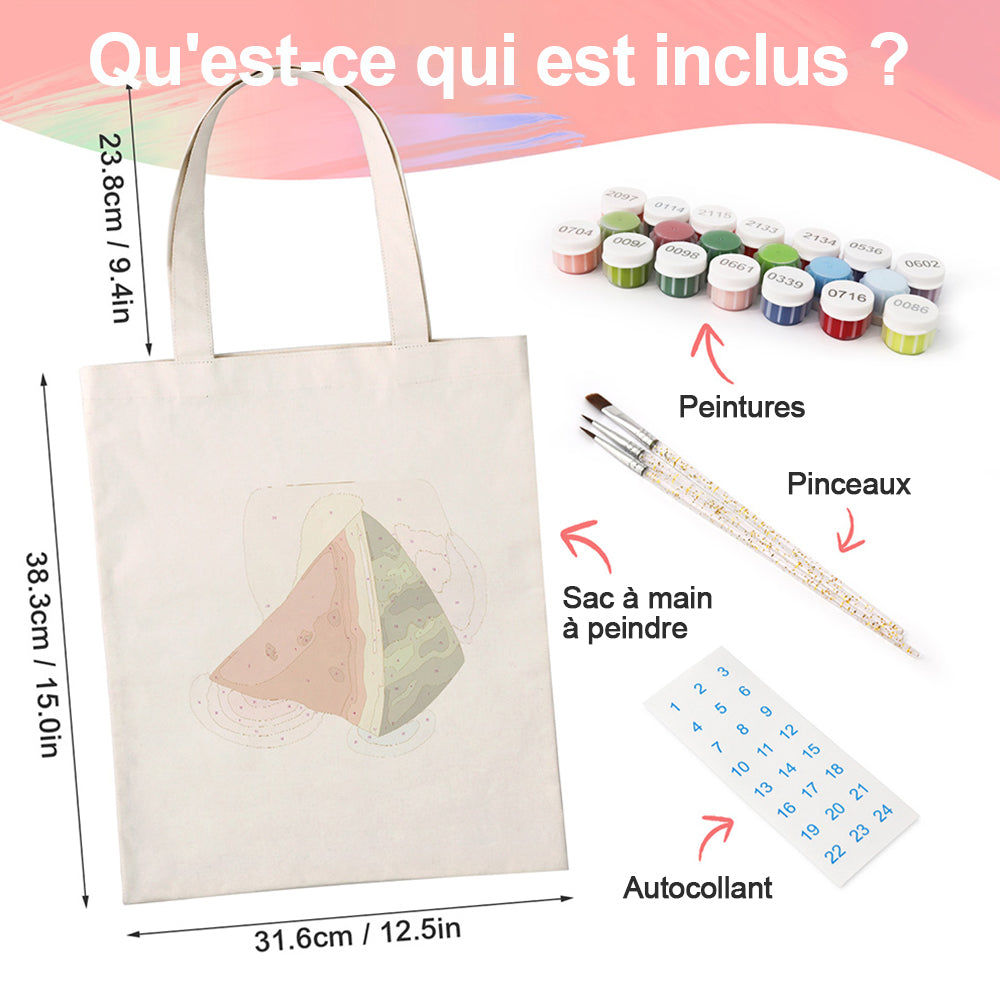 Sac Toile Pastèque Délicieuse Peinture par Numéros