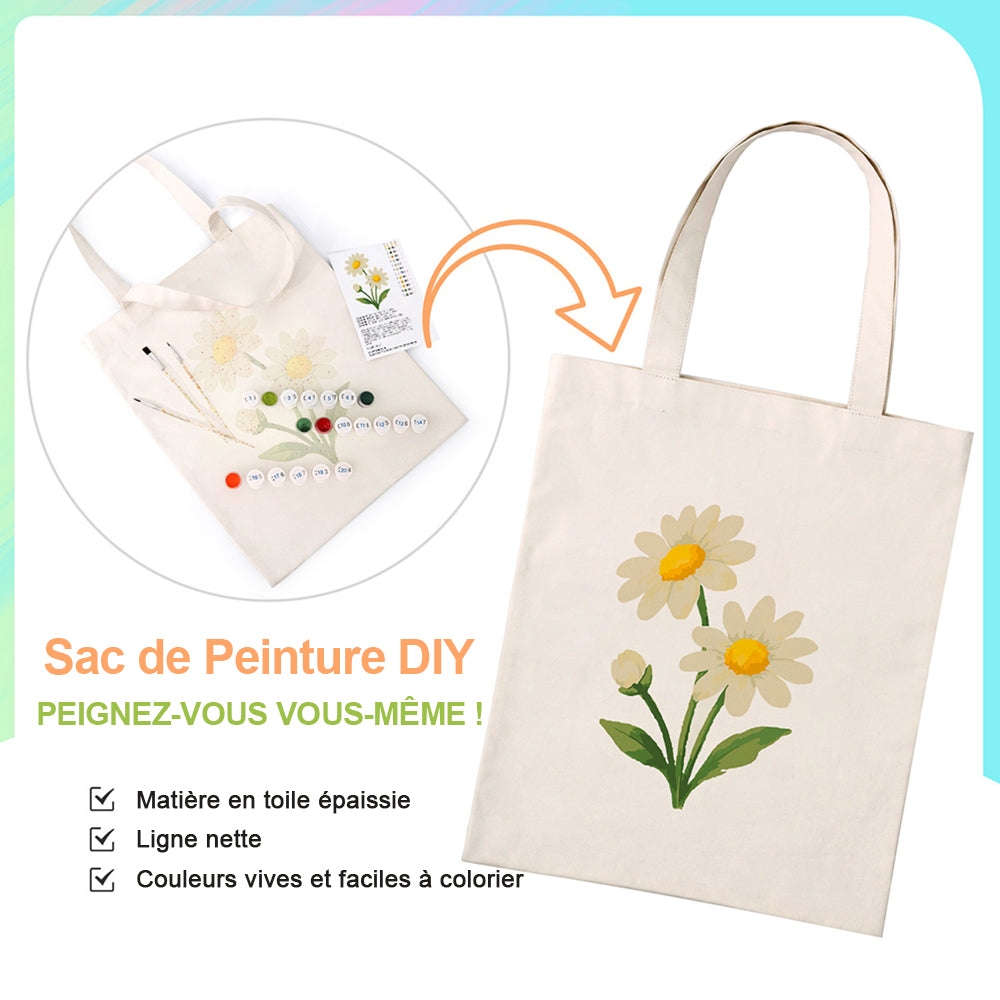 Sac Toile Petite Marguerite Pure Peinture par Numéros