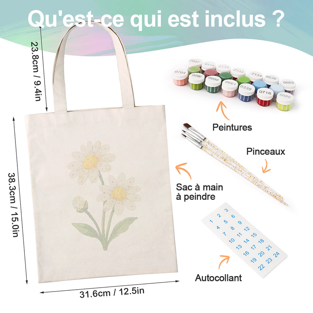 Sac Toile Petite Marguerite Pure Peinture par Numéros