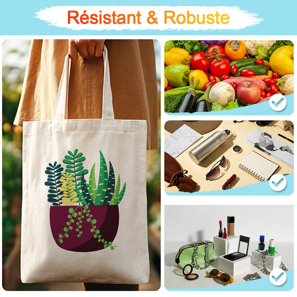 Sac Toile Petite Plante Verte en Pot Peinture par Numéros