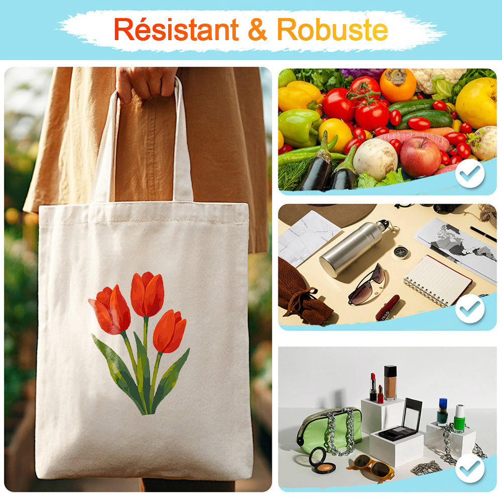 Sac Toile Tulipes Rouges Peinture par Numéros