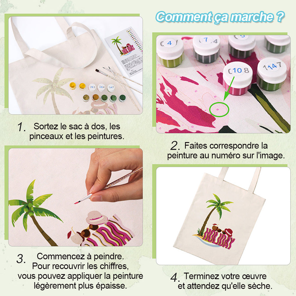 Sac Toile Vacances Peinture par Numéros