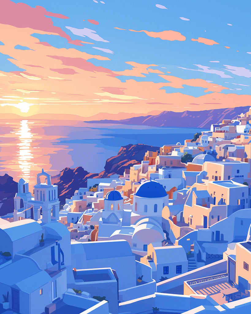 Santorin Peinture par Numéros