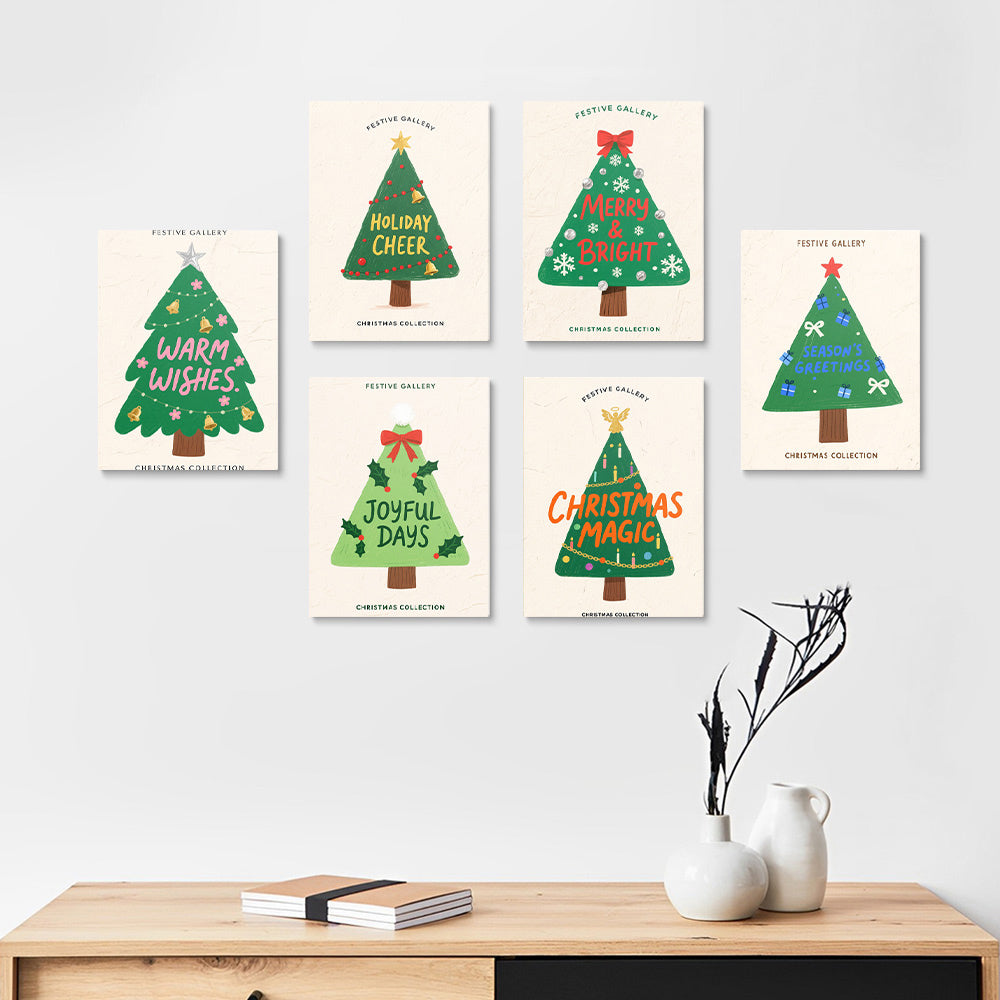 Sapins de Noël Verts 6 Mini Peintures par Numéros