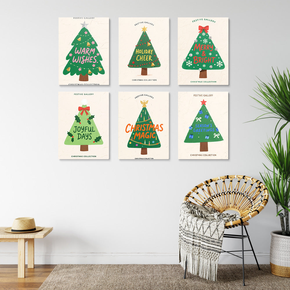 Sapins de Noël Verts 6 Mini Peintures par Numéros