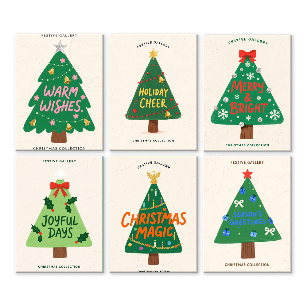 Sapins de Noël Verts 6 Mini Peintures par Numéros