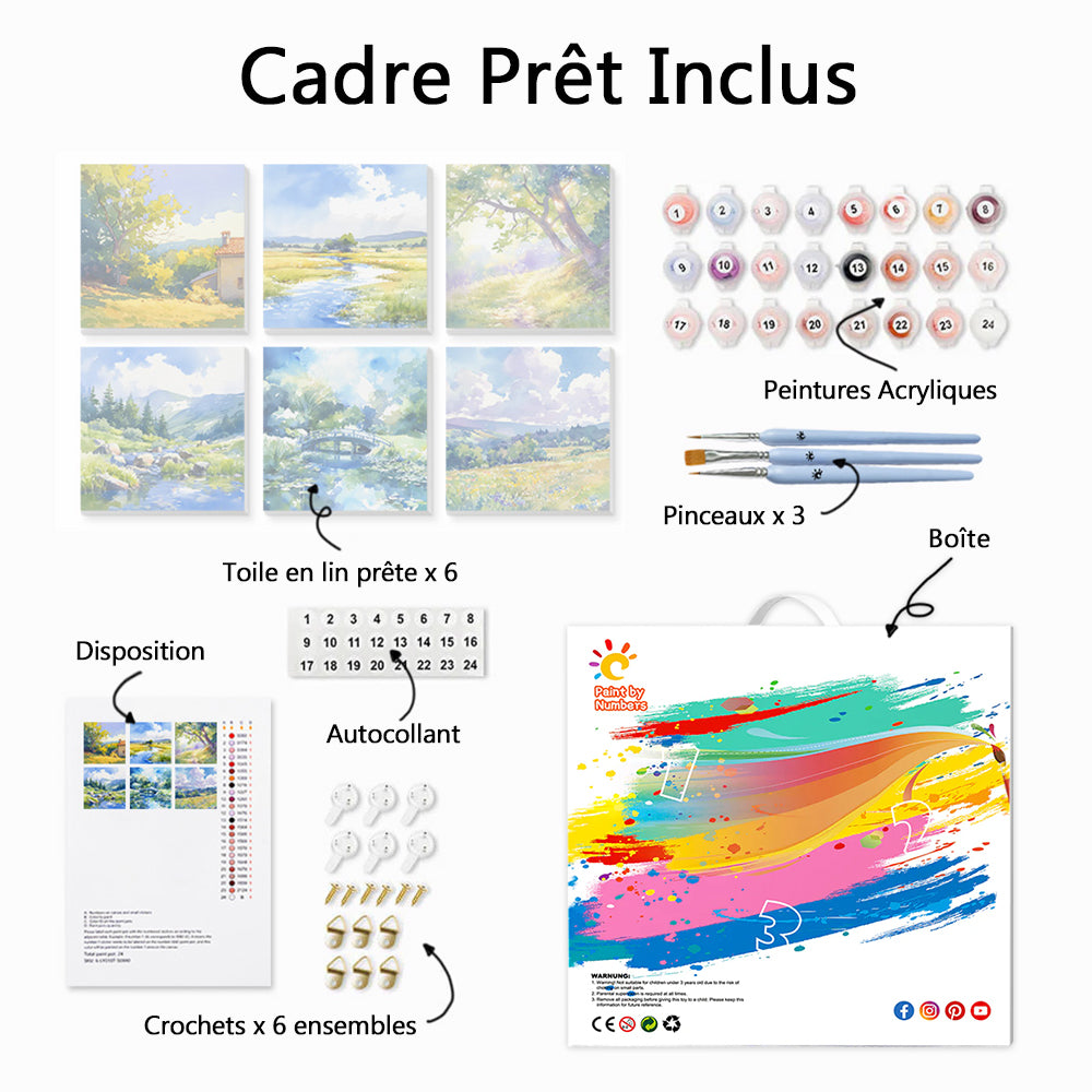 Scène Extérieure par Temps Ensoleillé 6 Mini Peintures par Numéros