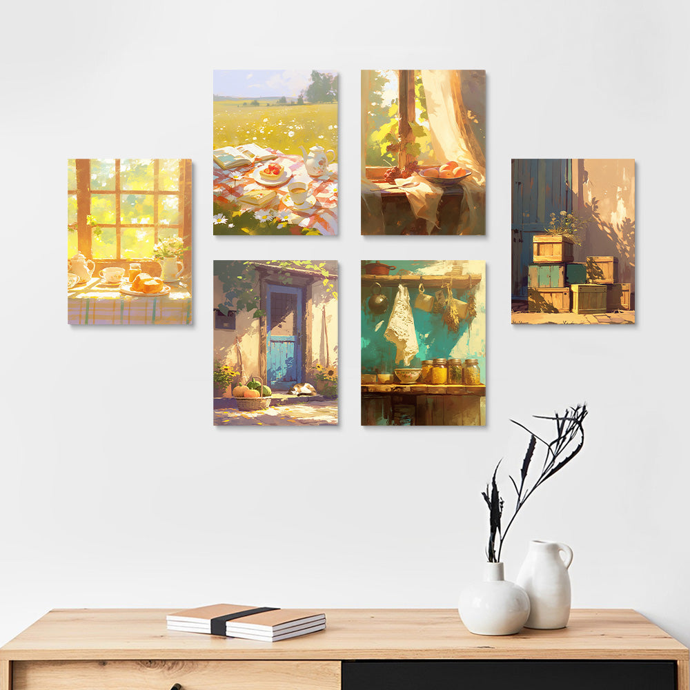 Scènes Rurales de la Ferme 6 Mini Peintures par Numéros