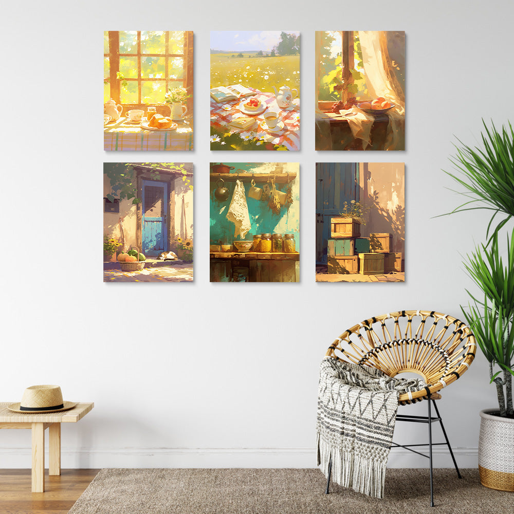 Scènes Rurales de la Ferme 6 Mini Peintures par Numéros