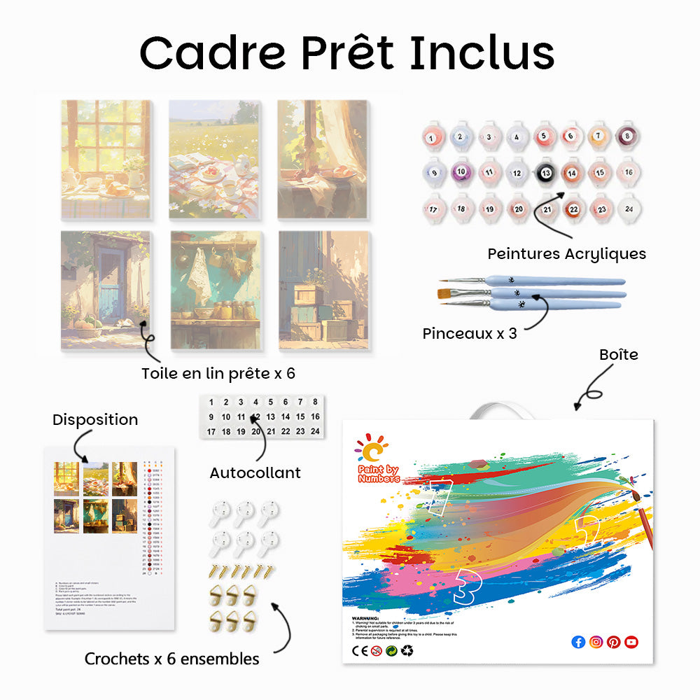 Scènes Rurales de la Ferme 6 Mini Peintures par Numéros