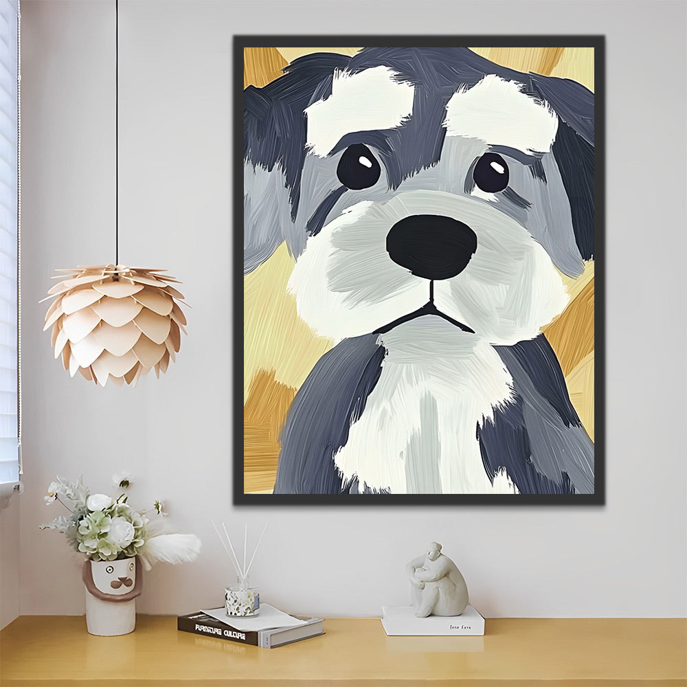 Schnauzer Triste Peinture par Numéros