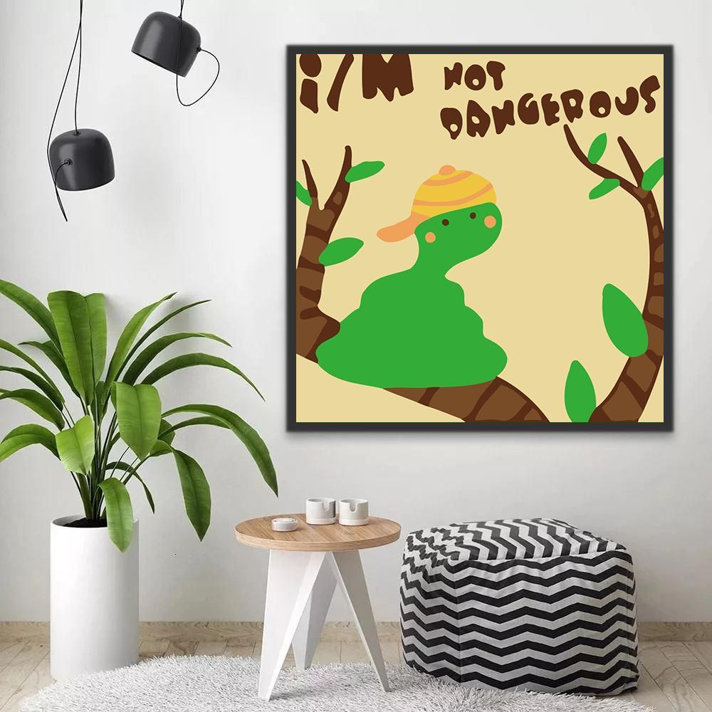 Serpent Vert Cartoon Enfants Peinture par Numéros