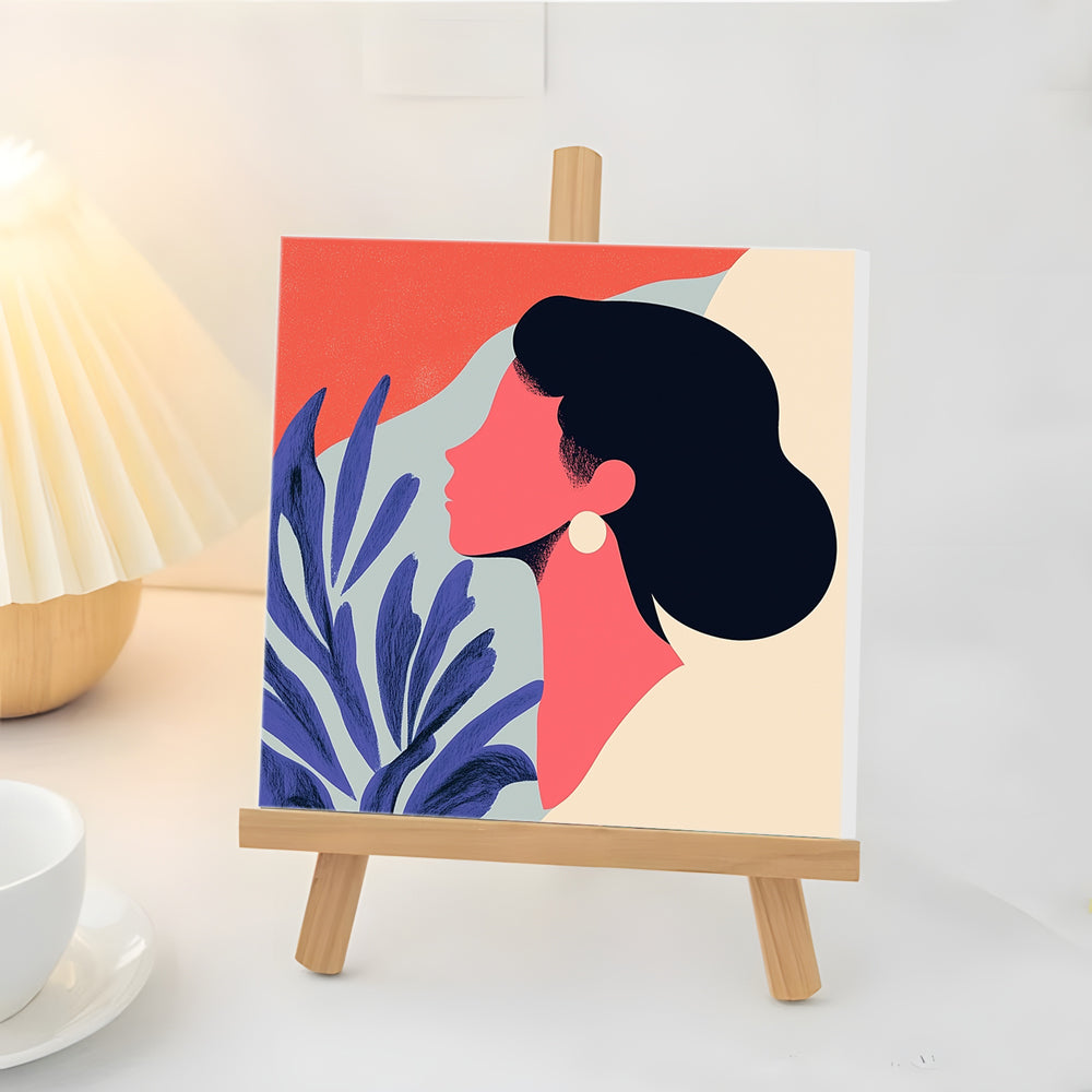 Silhouette de Femme et de Feuille Mini Peinture par Numéros
