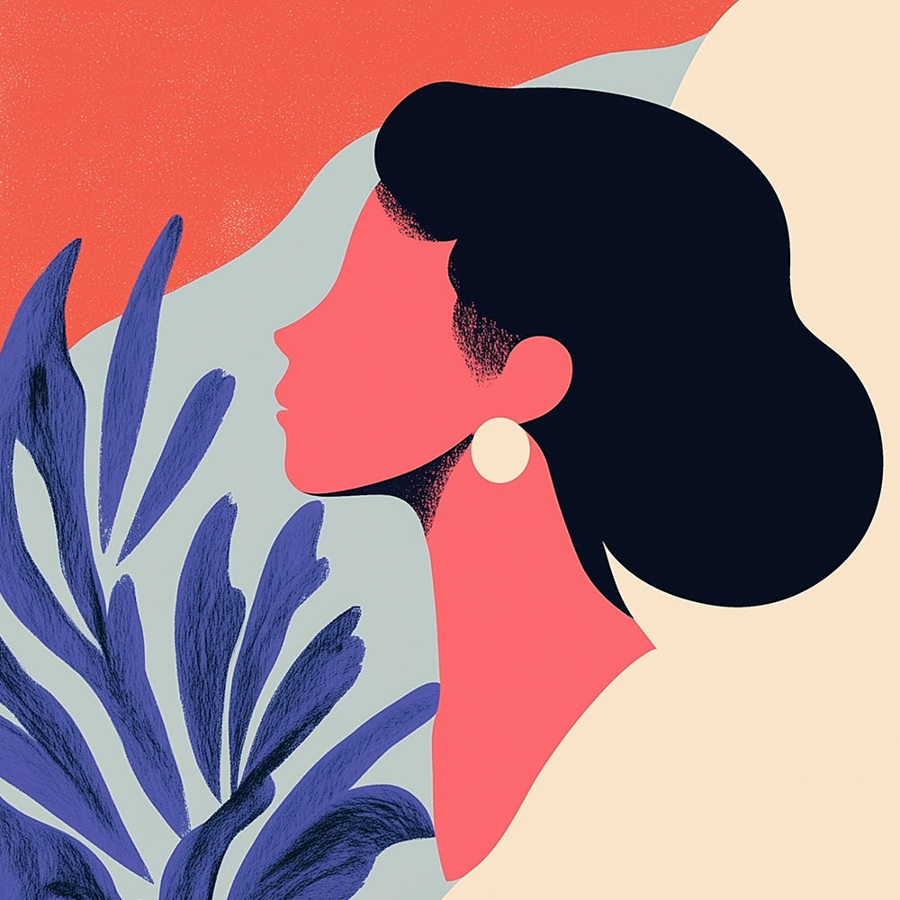 Silhouette de Femme et de Feuille Mini Peinture par Numéros