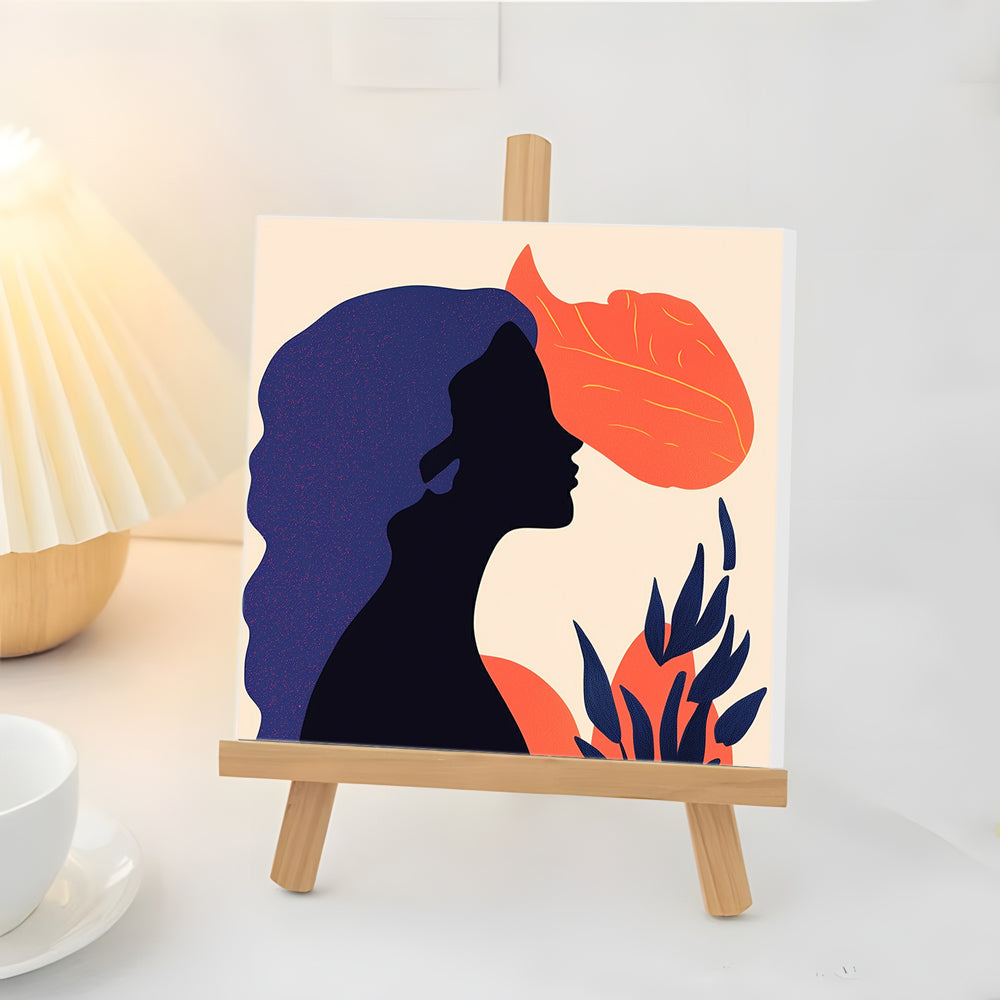 Silhouette de Femme et de Fleur Mini Peinture par Numéros