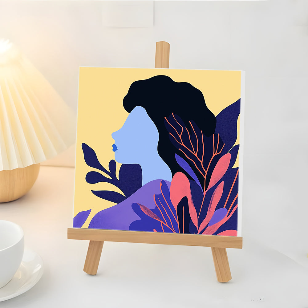 Silhouette de Femme et de Plante Mini Peinture par Numéros
