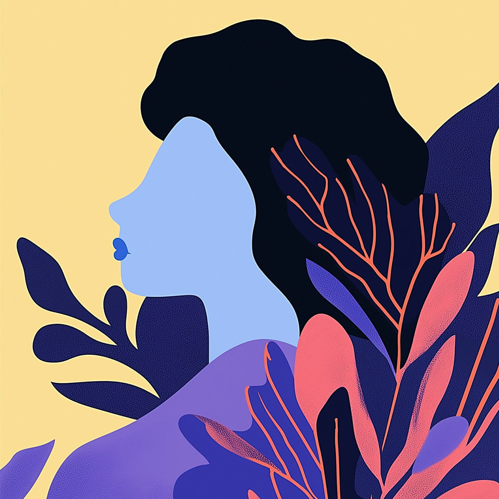 Silhouette de Femme et de Plante Mini Peinture par Numéros
