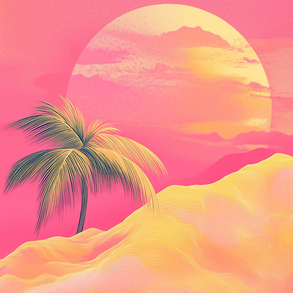 Soleil Rouge et Montagne D'or Mini Peinture par Numéros