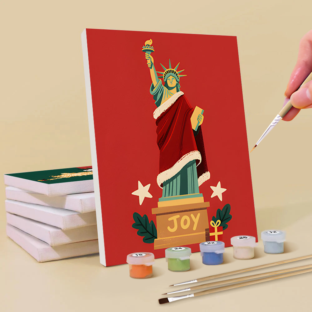 Statue de la Liberté à Noël 6 Mini Peintures par Numéros