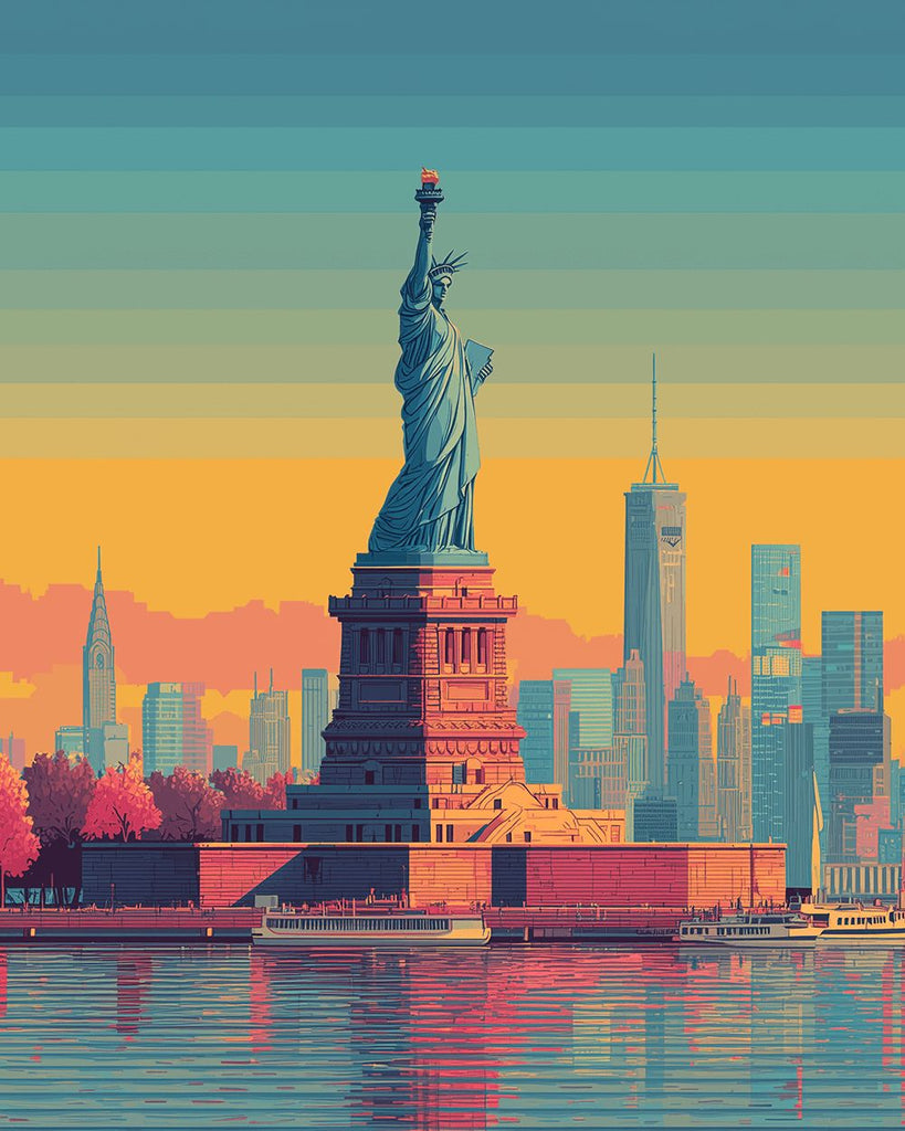 Statue de la Liberté et Gratte-ciel Peinture par Numéros