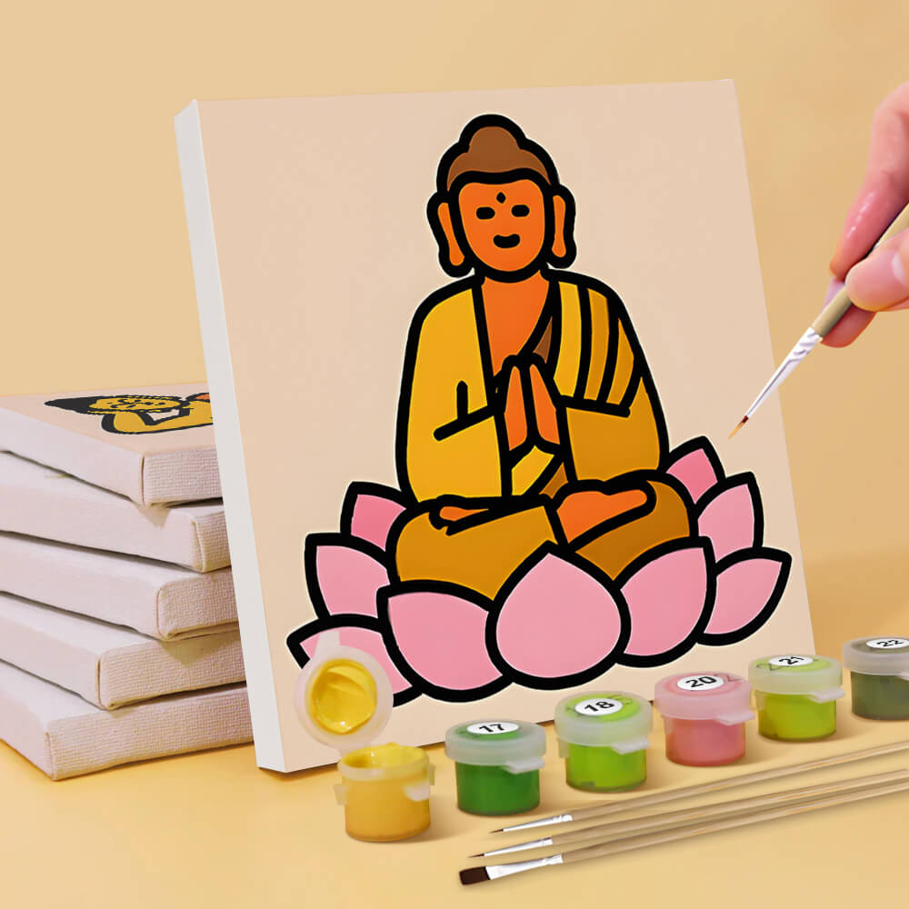 Statue de Lotus Bouddhiste 6 Mini Peintures par Numéros