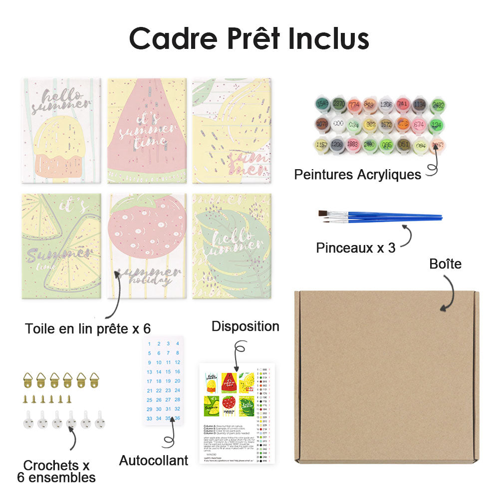 Sucettes de Fruits d’Été 6 Mini Peintures par Numéros