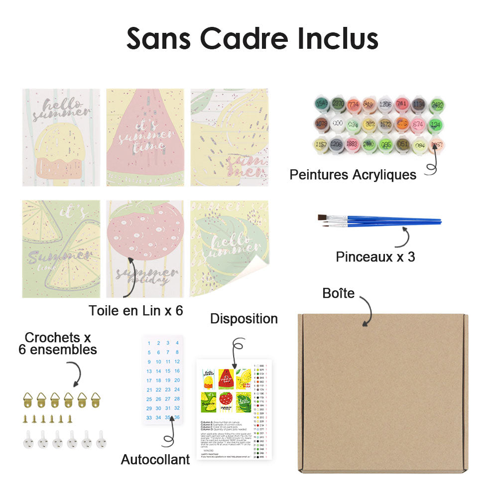 Sucettes de Fruits d’Été 6 Mini Peintures par Numéros