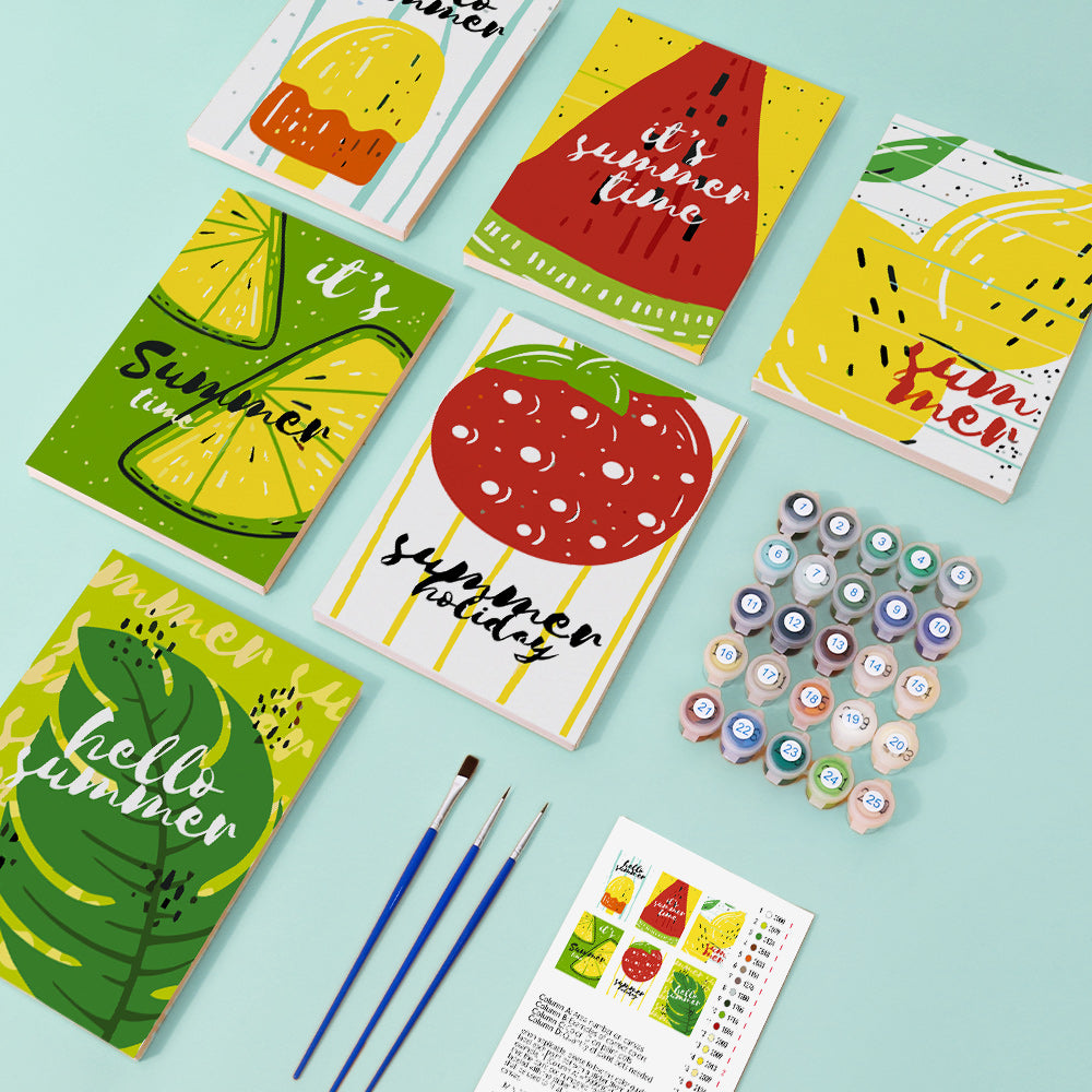 Sucettes de Fruits d’Été 6 Mini Peintures par Numéros