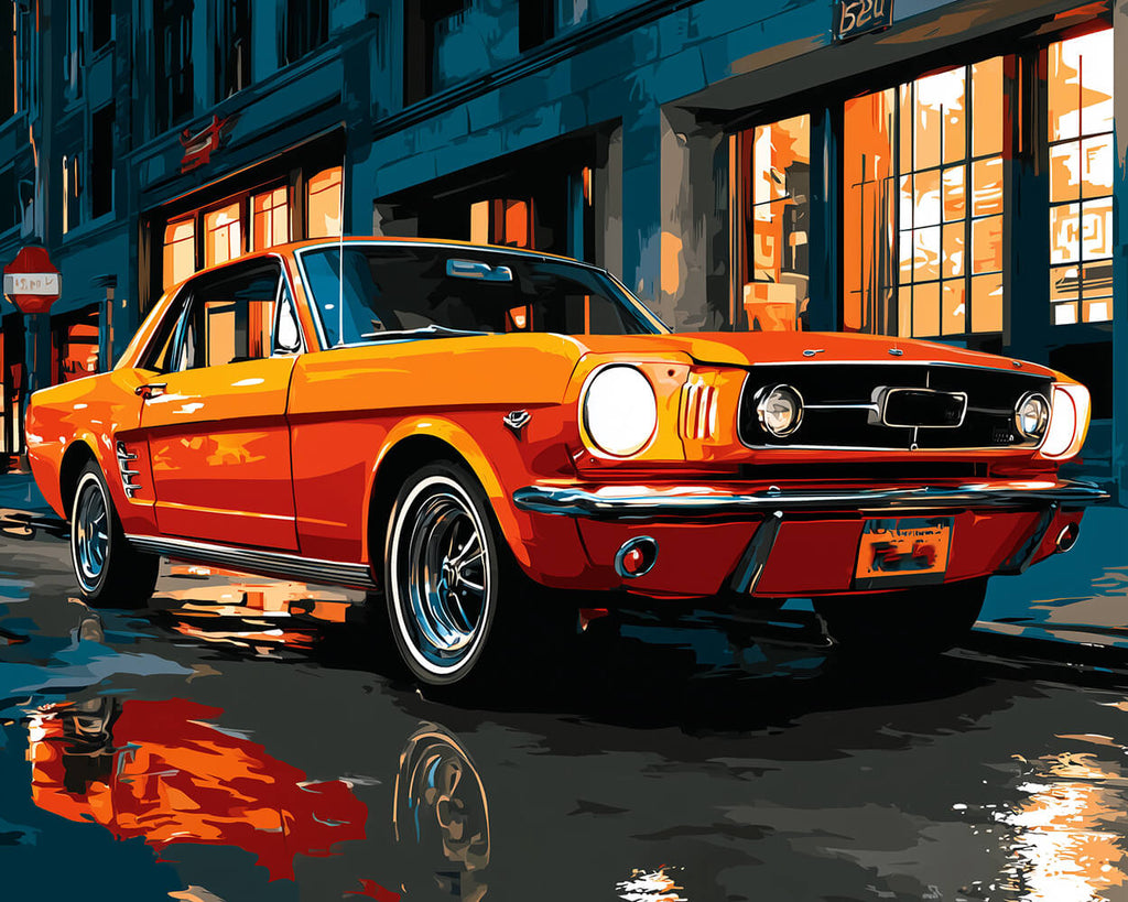 Taxi Jaune dans la Ville la Nuit Peinture par Numéros