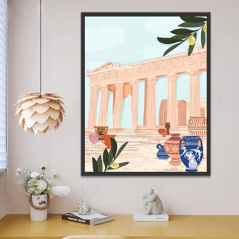 Temple Grec Antique Peinture par Numéros