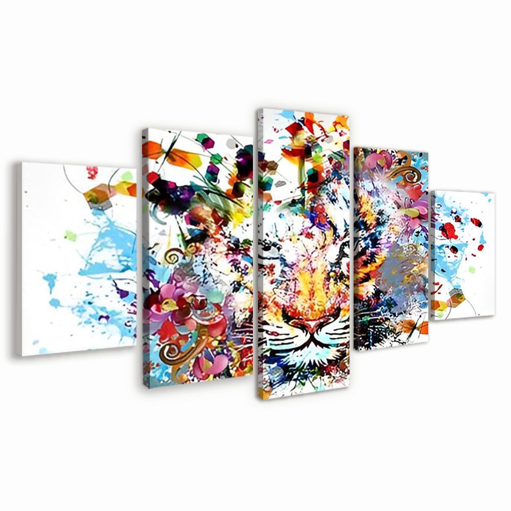 Tigre avec des Taches Colorées 5 Partie Peinture par Numéros