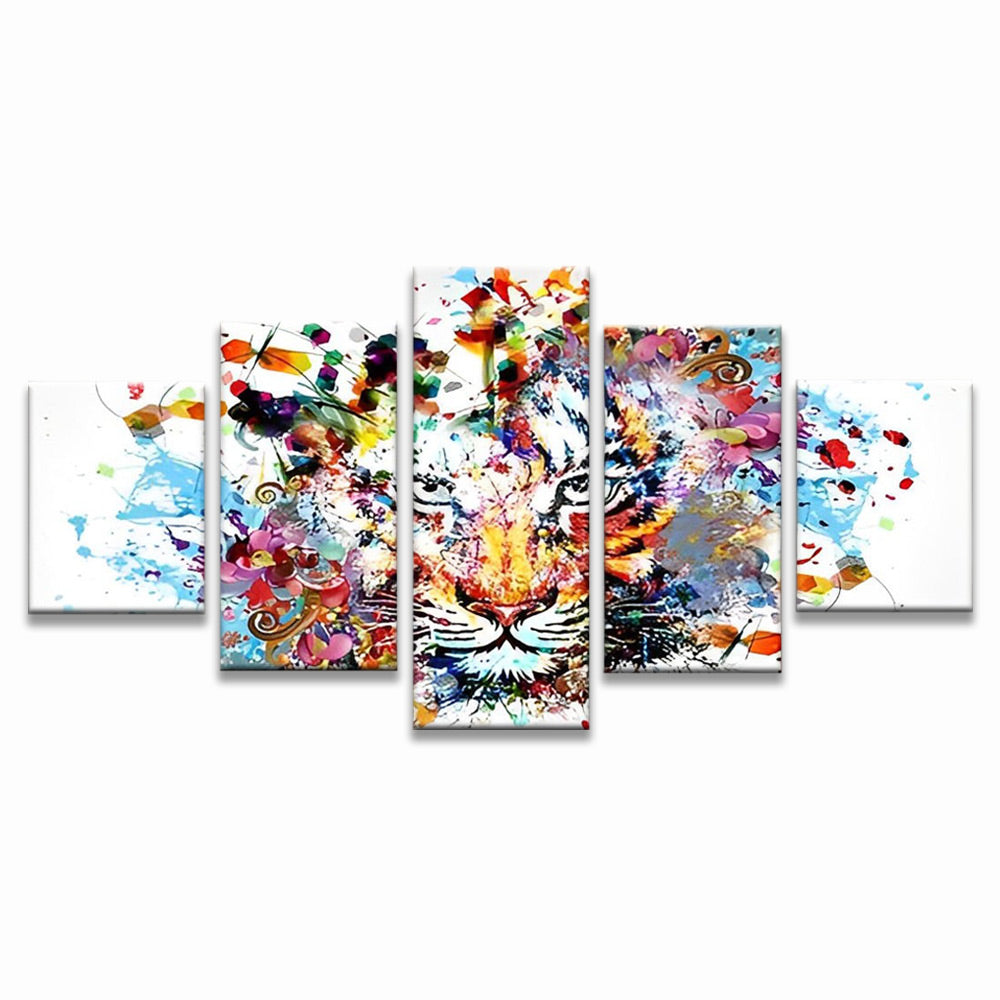 Tigre avec des Taches Colorées 5 Partie Peinture par Numéros