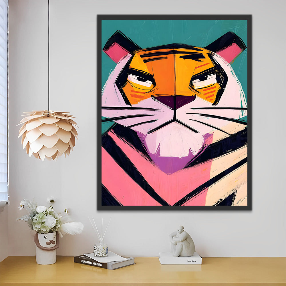 Tigre de Dessin Animé en Colère Peinture par Numéros