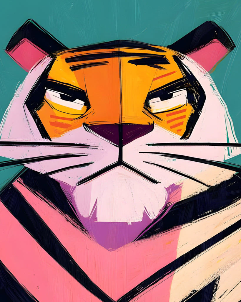 Tigre de Dessin Animé en Colère Peinture par Numéros
