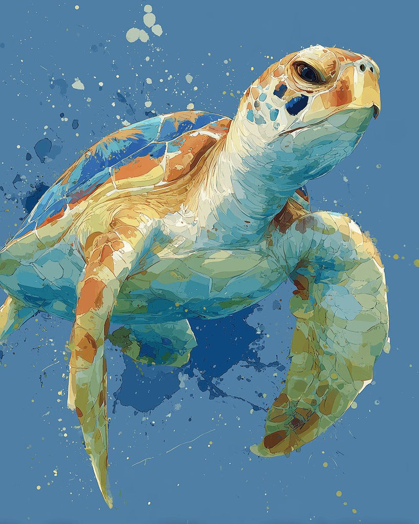 Tortue Nageant avec Vigueur Peinture par Numéros