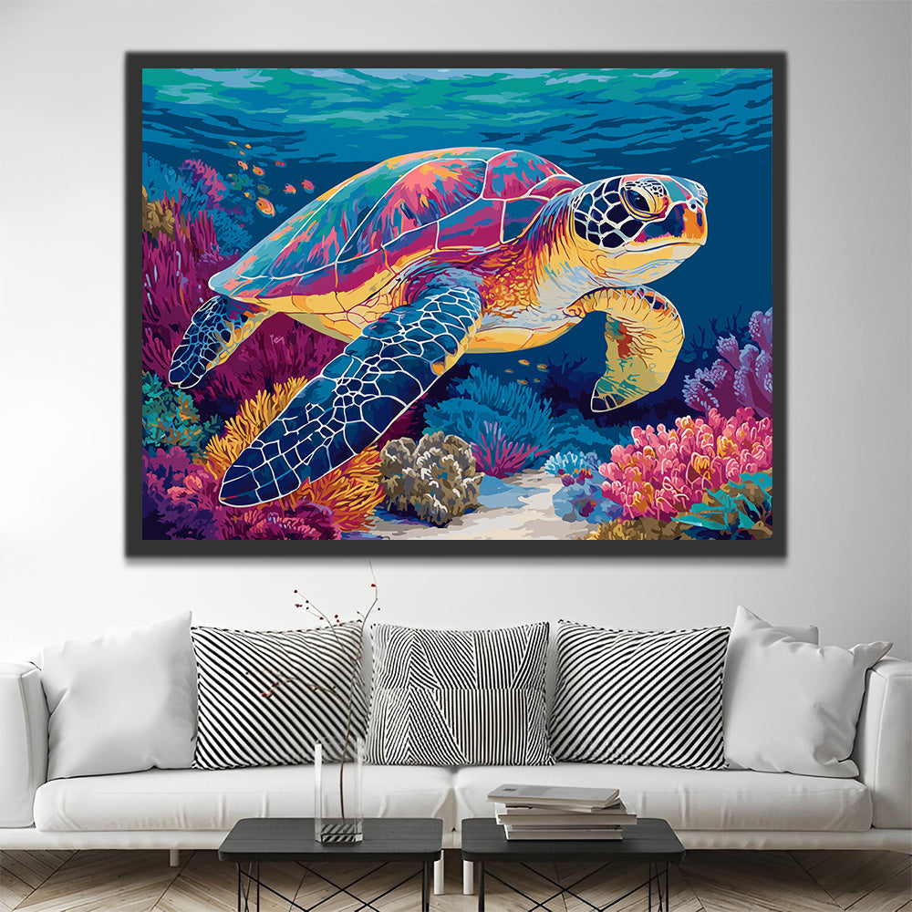 Tortues et Coraux en Mer Profonde Peinture par Numéros