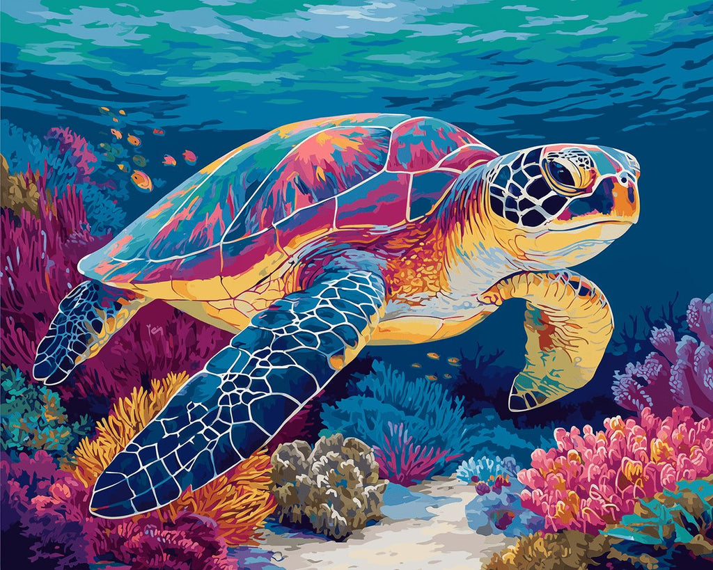 Tortues et Coraux en Mer Profonde Peinture par Numéros