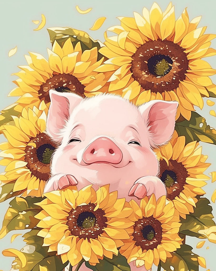 Tournesols et Cochons Peinture par Numéros