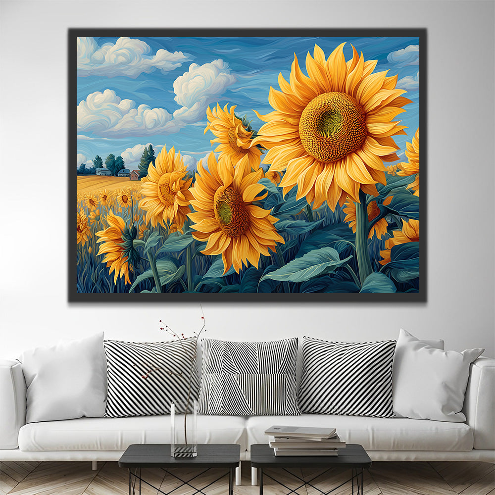 Tournesols sous le Ciel Bleu Peinture par Numéros