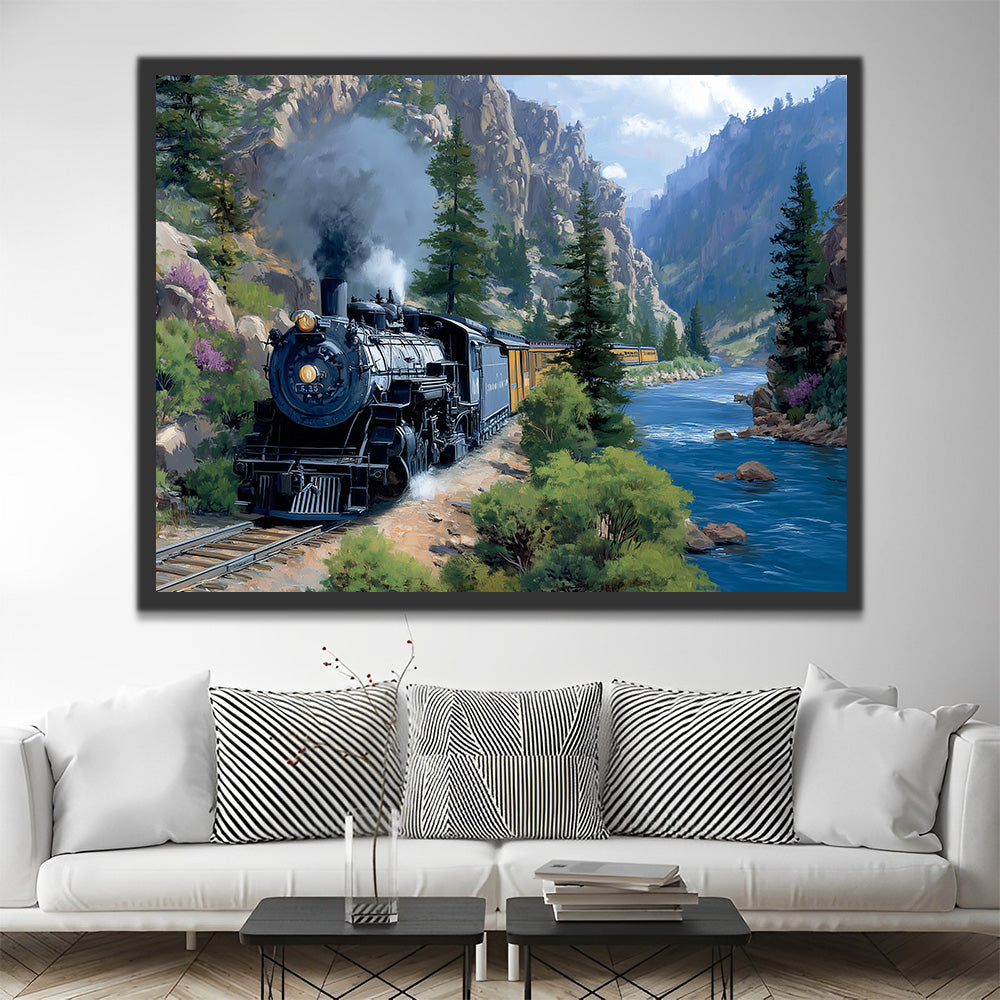 Train dans les Montagnes Peinture par Numéros