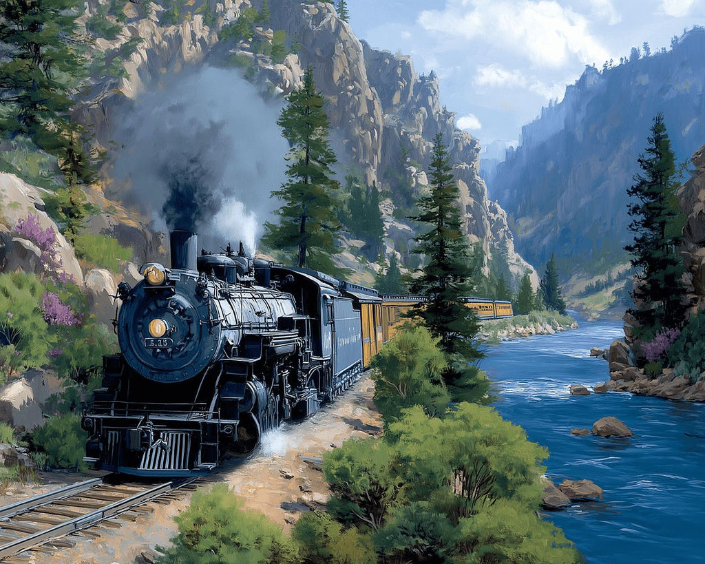 Train dans les Montagnes Peinture par Numéros