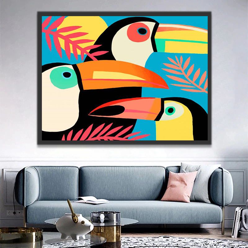 Trois Toucans Colorés d'Enfants Peinture par Numéros