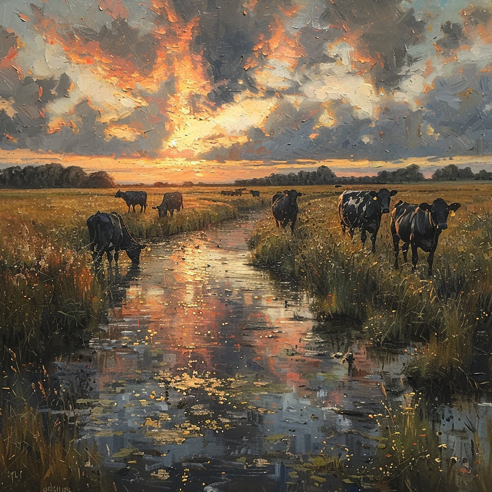 Troupeau de bœufs Peinture par Numéros