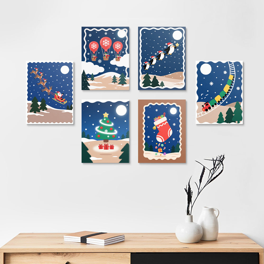 Un Calme Noël Nocturne 6 Mini Peintures par Numéros