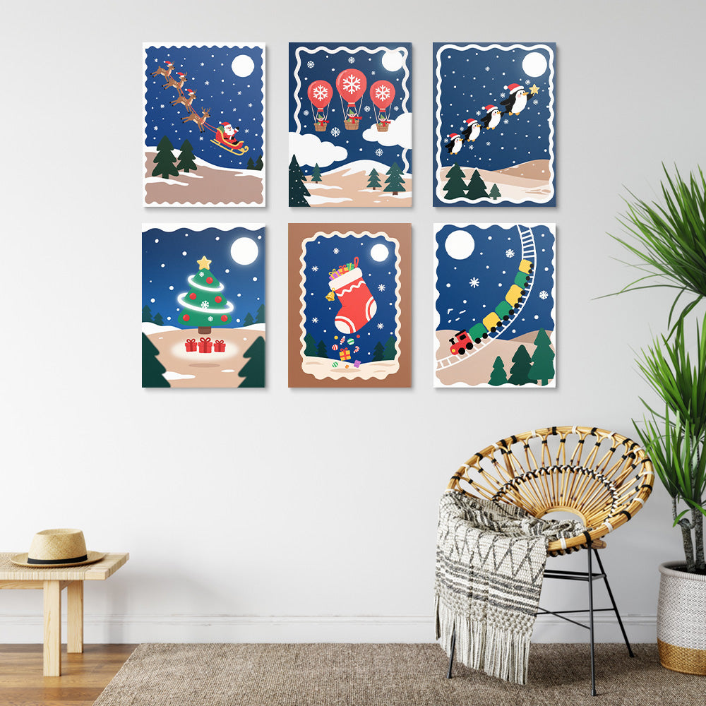 Un Calme Noël Nocturne 6 Mini Peintures par Numéros