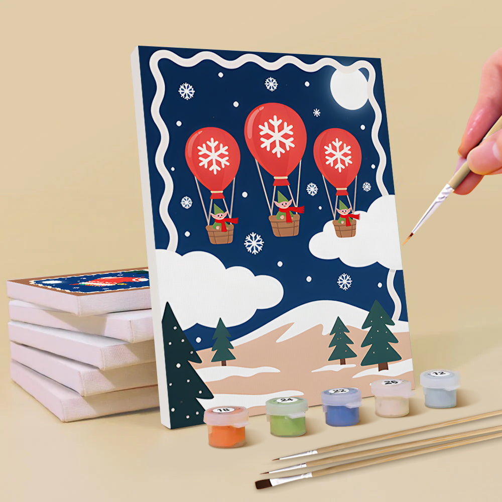 Un Calme Noël Nocturne 6 Mini Peintures par Numéros