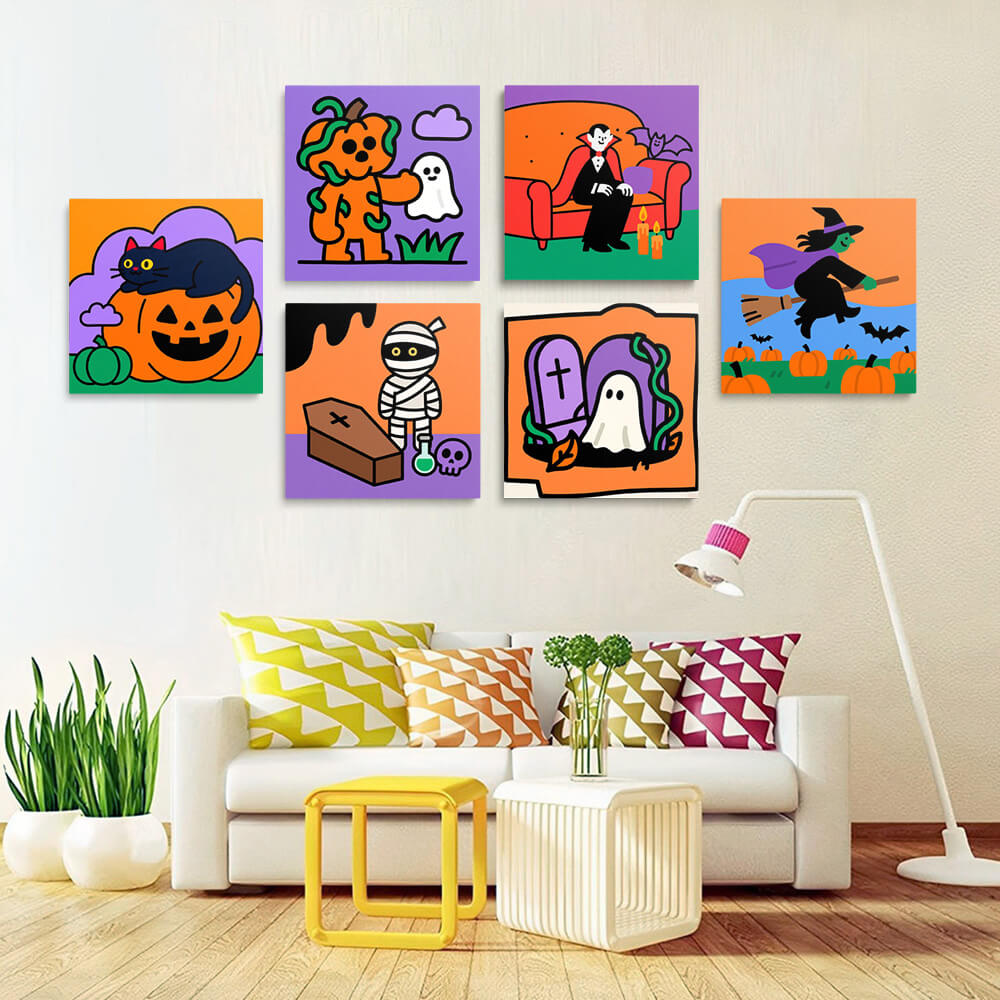 Un Halloween Joyeux 6 Mini Peintures par Numéros