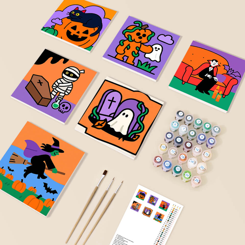 Un Halloween Joyeux 6 Mini Peintures par Numéros